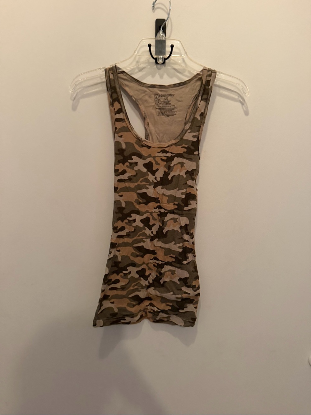 No Boundaries Women's Camo Racerback Tank - Olive, Tan, Brown